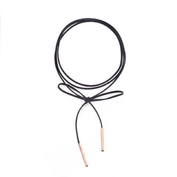 🎀2/20🎀 Trendy Cute Black Tie Up Lace Gold Tip Choker - Picture 4 of 5